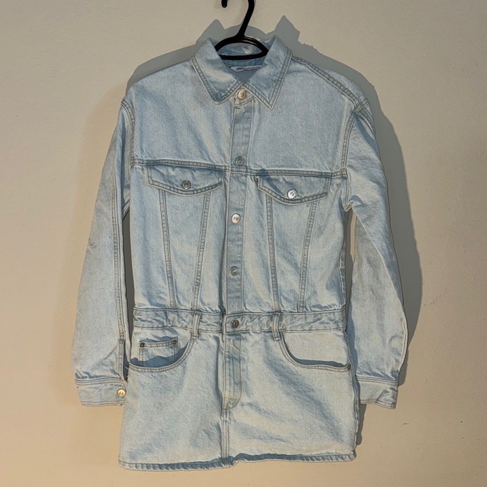 Zara Women’s Light Blue Denim Jacket-Skirt